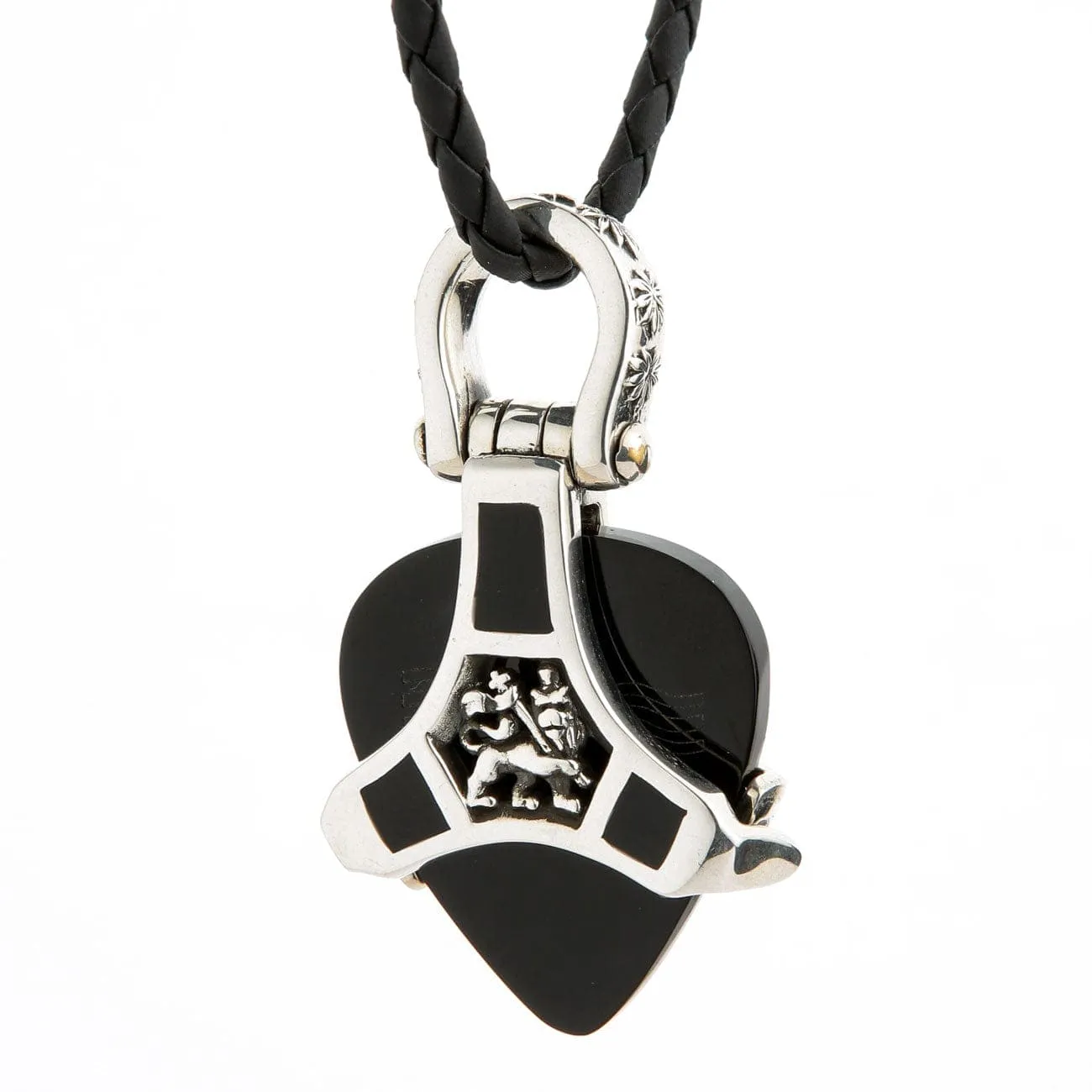 Rasta Lion Sterling Silver Guitar Pick Holder Pendant